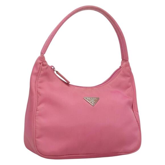 PRADA Hand Bag Nylon Pink Silver - Picture 1 of 12